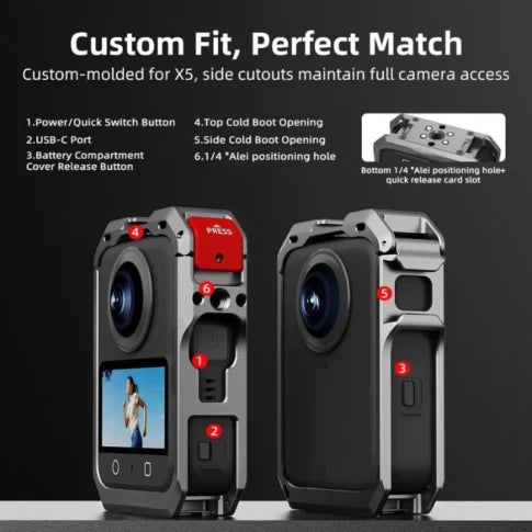 DJI Osmo 360 Aluminum Camera Cage with Expansion Mount
