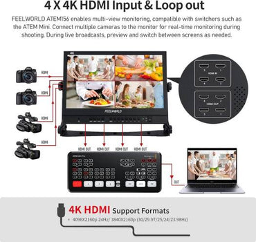FEELWORLD ATEM156 Quad-Split 4K 15.6 Monitor