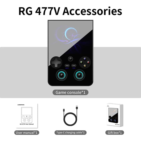 ANBERNIC RG 477V 12GB RAM + 256GB Storage (Black + 128GB SD Card)
