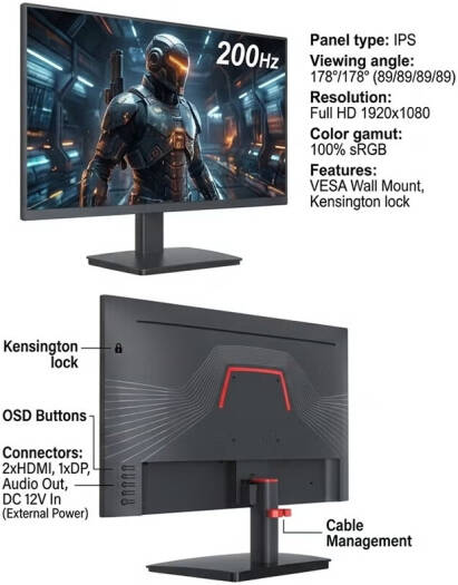 EpicArma EA-G27IRH-BK27 Gaming Display Monitor