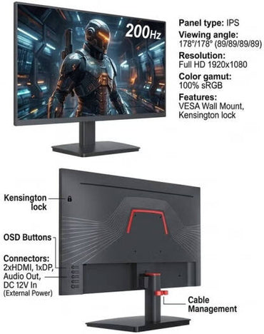 EpicArma EA-G24I-BK 24 Gaming  Display Monitor