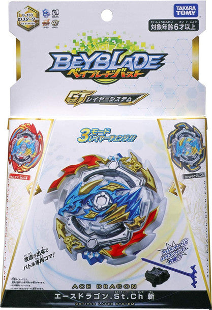 TAKARA TOMY Ace Dragon .St.Ch Beyblade Burst GT Starter w/ Launcher + Rock & Dragon Layers B-133