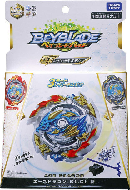 TAKARA TOMY Ace Dragon .St.Ch Beyblade Burst GT Starter w/ Launcher + Rock & Dragon Layers B-133
