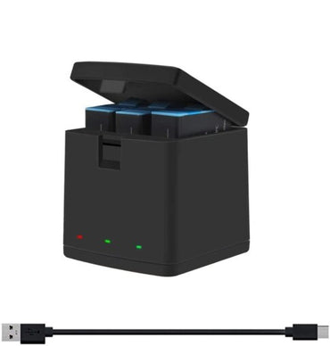 Gopro Charger for Hero 12 /11 / 10 / 9 – 3 Channel Super FAST, Battery Charger with USB Cable & Type C Interface