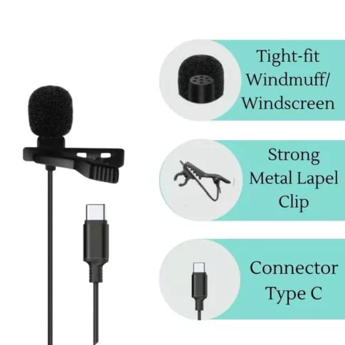 DJI Action 3/4/5 Type-C Lavalier Microphone (1.5m)