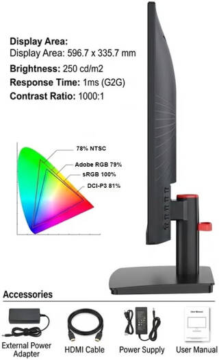 EpicArma EA-G24I-BK 24 Gaming  Display Monitor