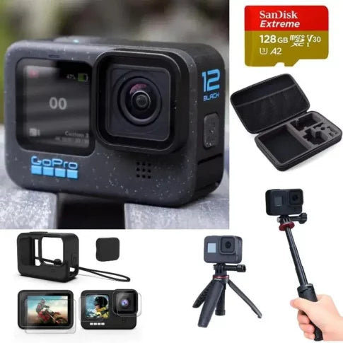 Gopro hero 12 Pro Bundle Kit, (Carry Case + Monopod + Memory Card + Safety Protection Kit)