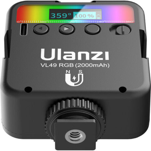 Ulanzi VL-49 RGB Series Rechargeable Mini RGB Light for DSLRs, Mirrorless Cameras & Phones