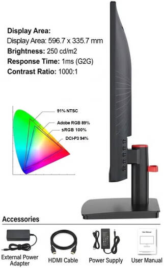 EpicArma EA-G27IRH-BK27 Gaming Display Monitor