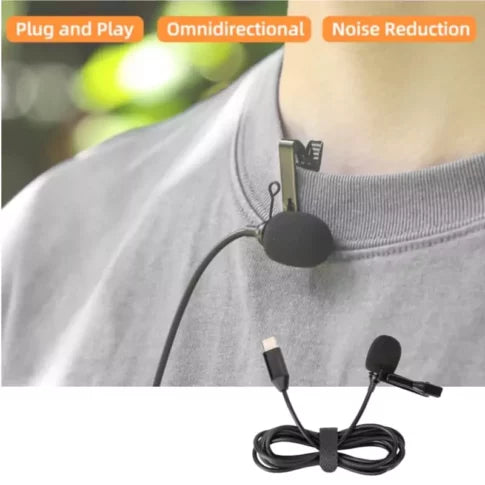 Insta360 X5 Mic, Lavalier Clip-On Type-C Microphone, Professional without Needing a Mic Adapter, 1.5M Cable